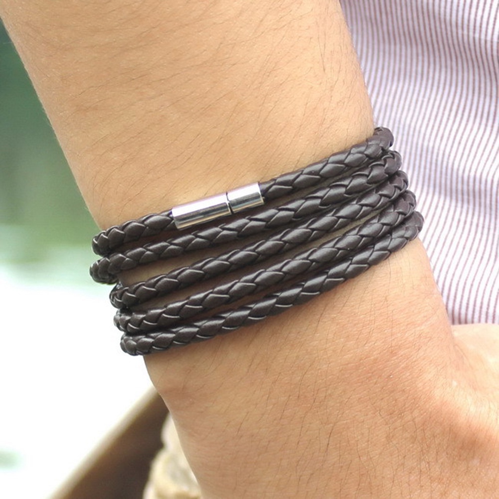 Hu Hu Hu Hu Hu Alat Bantu Pasang Kacamata♡ Gelang Kulit Imitasi Multilayer Untuk Unisex