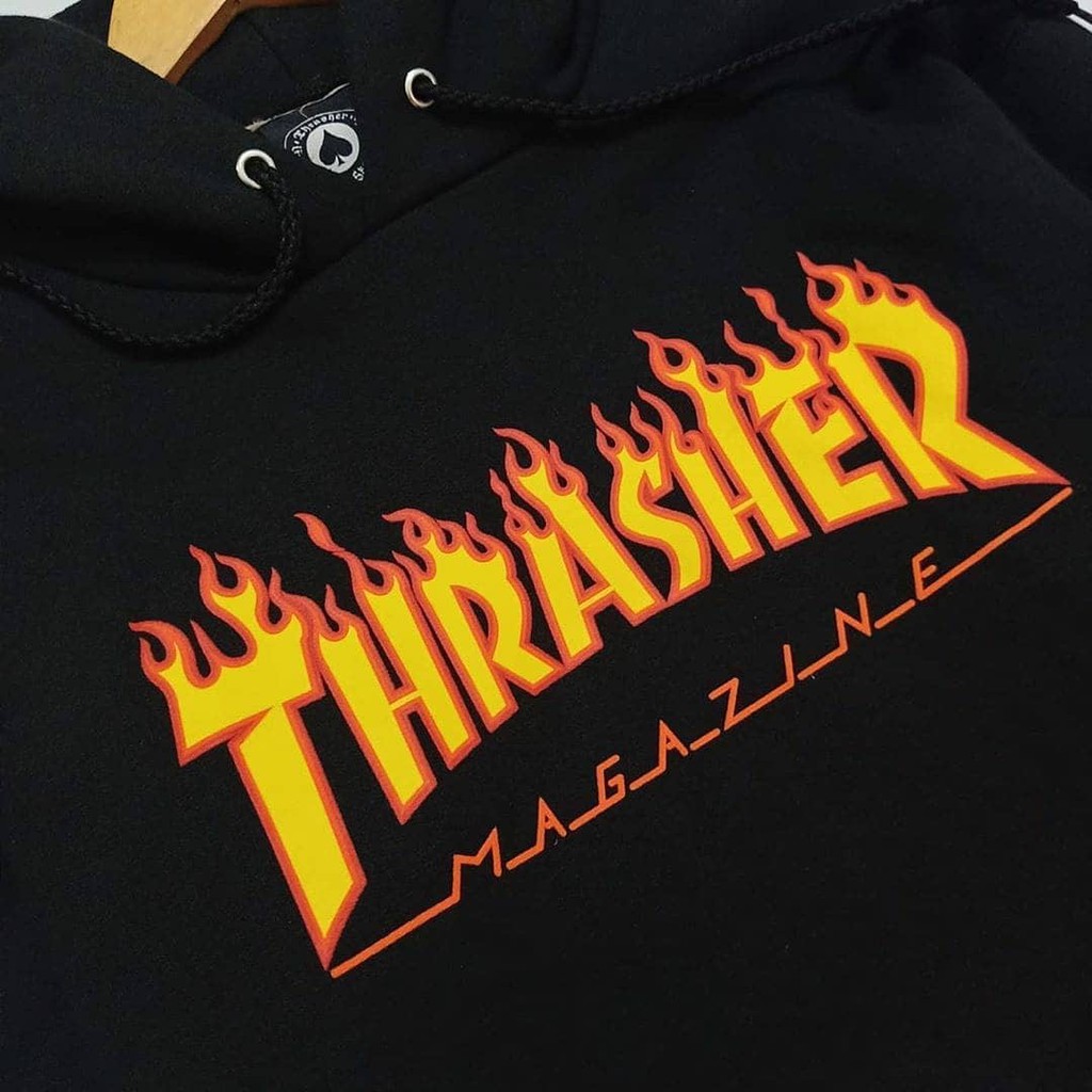 SWEATER HOODIE THRASHER SKATEBOARD MAGAZINE - JAKET SWEATER HODIE TRASHER BLACK EDITION UNISEX