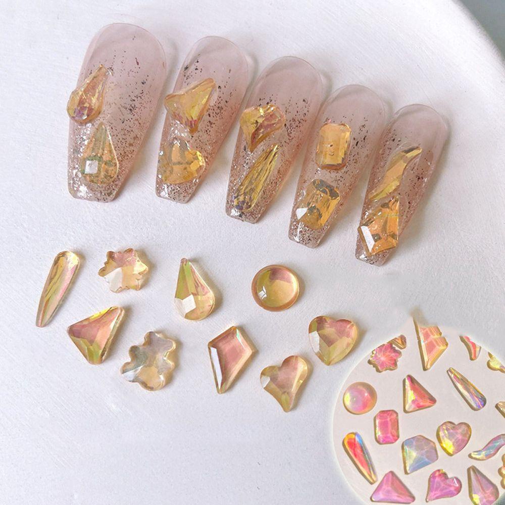 AUGUSTINA Augustina Dekorasi Nail Art Korea Cinta Hati Bentuk Tidak Teratur Beruang Perhiasan Kuku DIY