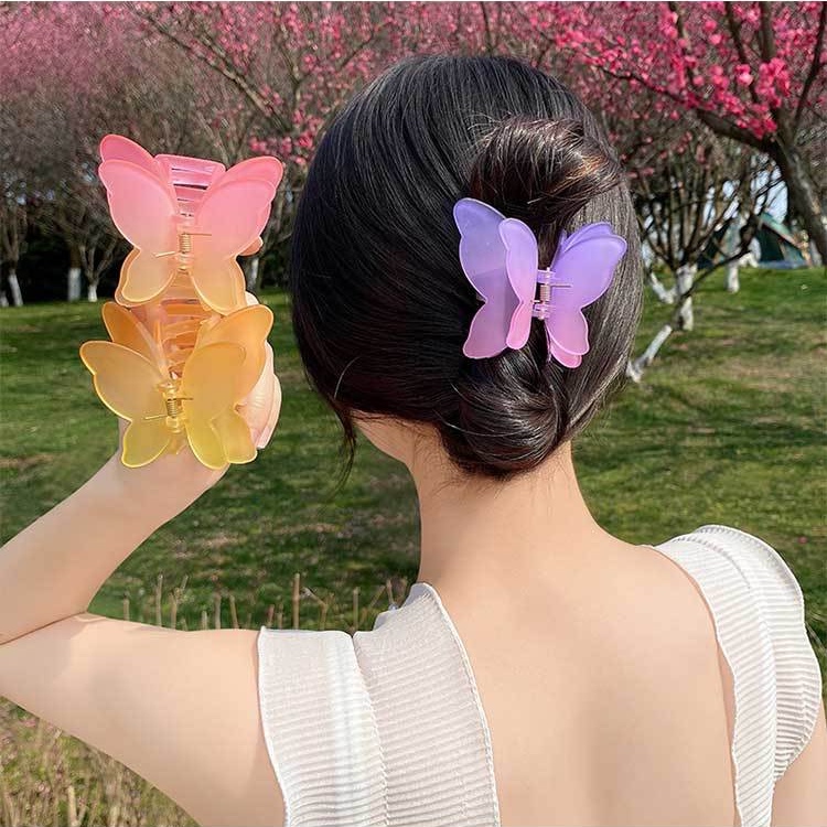 Jepit Rambut Bentuk Butterfly Bahan Akrilik Warna Permen Untuk Wanita