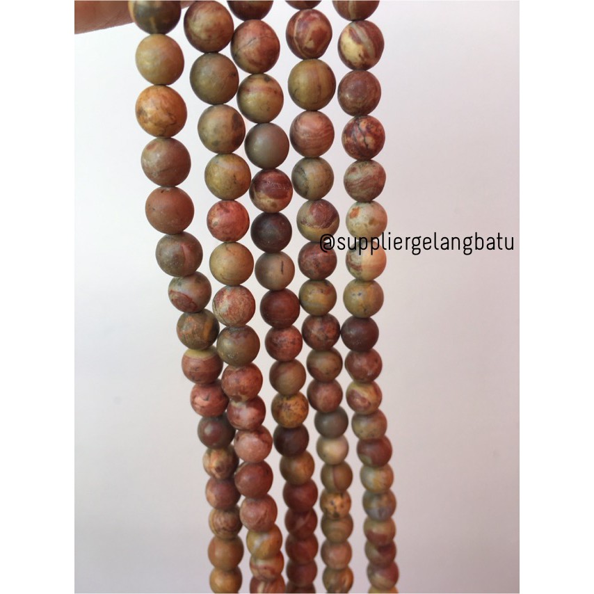 bahan yellow jasper kuning 8mm kaokah natural renceng asli batu alam aksesoris gelang kalung paket