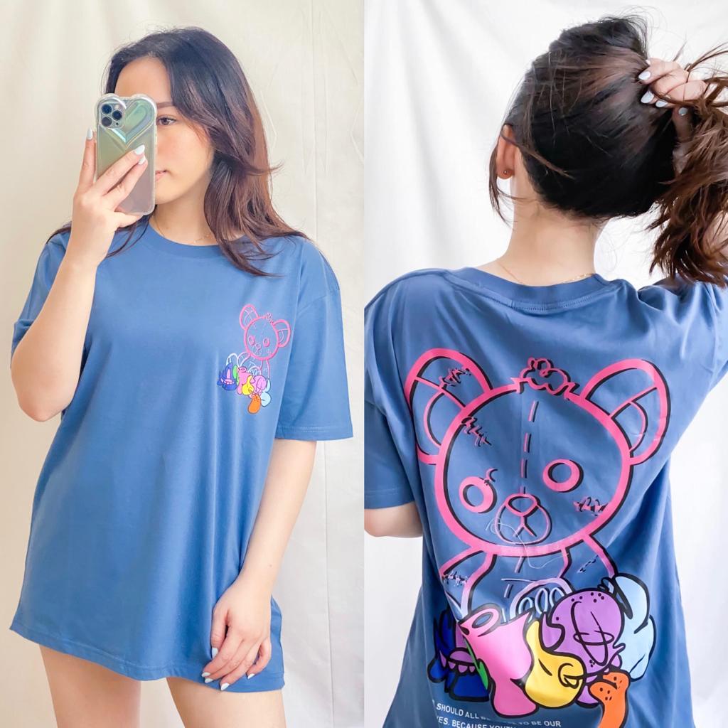 Kaos Oversized Wanita Motif Terbaru Kaos Oblong Wanita Lengan Pendek Bahan Cotton Combed 30s