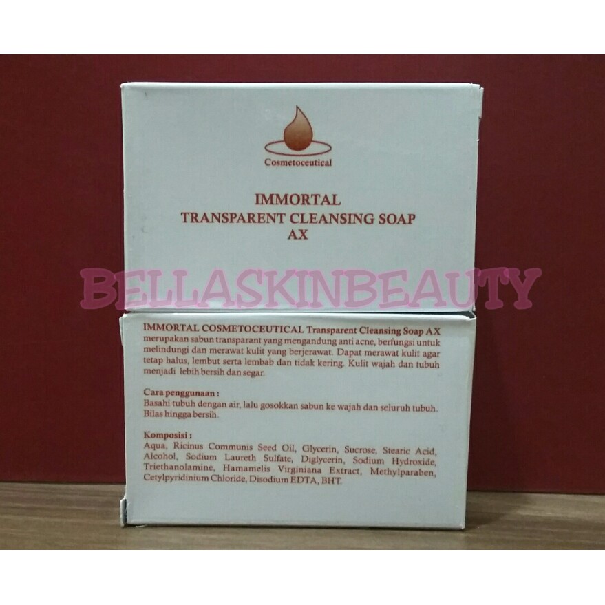 IMMORTAL TRANSPARANT CLEANSING SOAP AX | SABUN BATANG KULIT BERJERAWAT BPOM