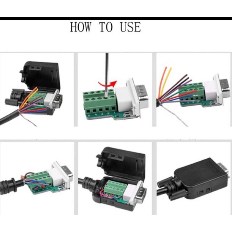 DB9 Breakout Connektor to Wirring Terminall RS232 D-SUB Male Serial