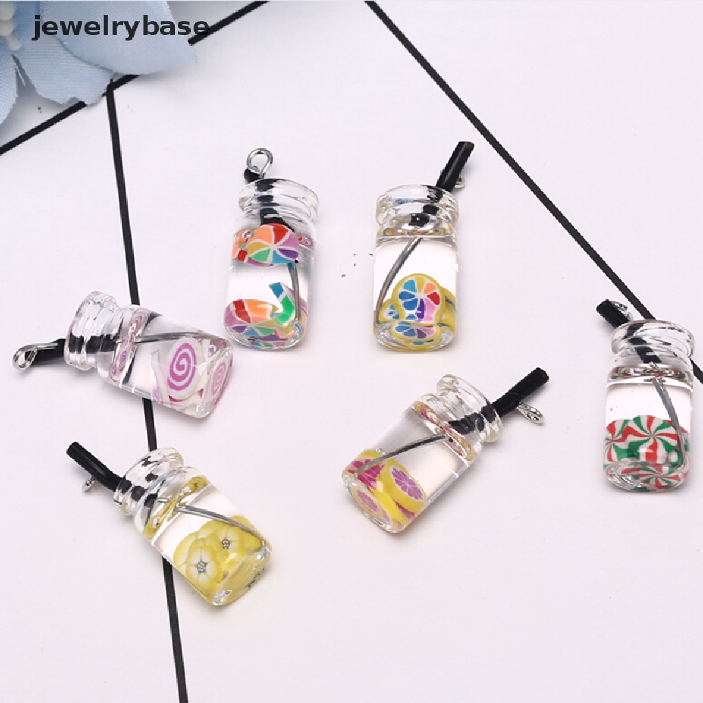 10pcs / Set Liontin Bentuk Botol Minuman Bahan Resin Untuk Perhiasan Anting Charms