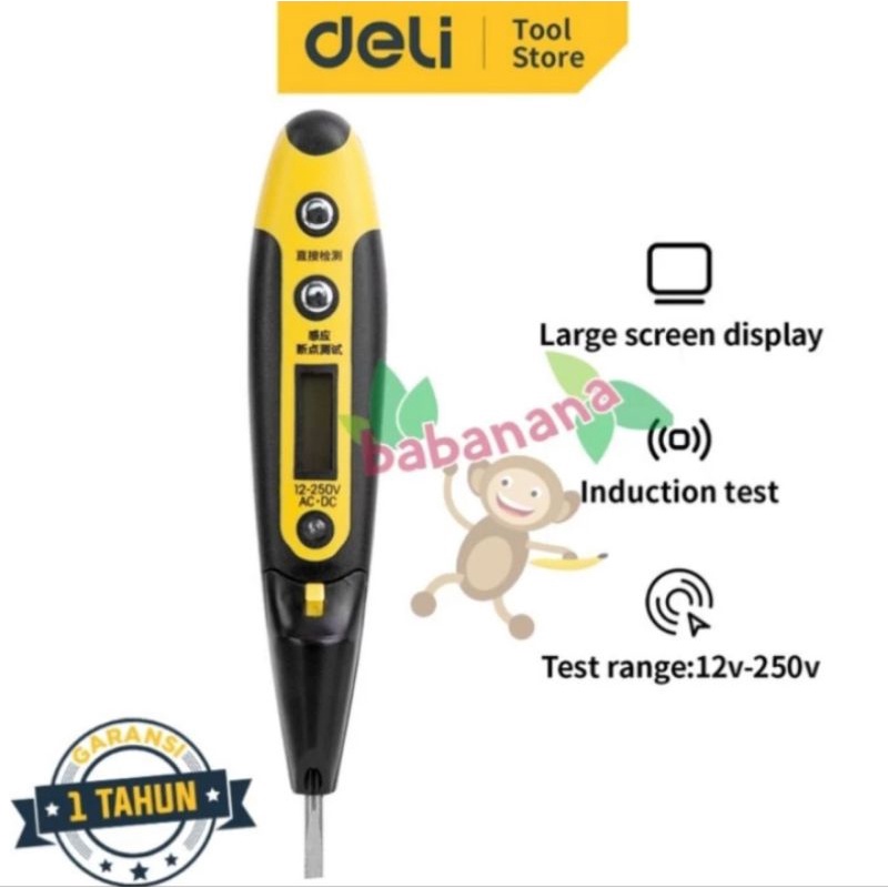 Deli DL8005 testpen tespen digital tester 12-250 VAC DC pengukur arus