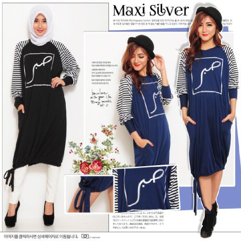 [maxi silver RO] maxi wanita spandex hitam dan navy