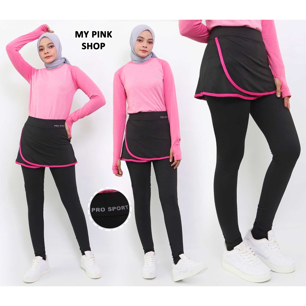 Legging Rok Lapis Miring Sport 960 Panjang / Legging Rok Sport Woman