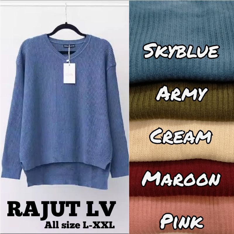 Rajut Boxy V Viona / Sweater Rajut Kerah V