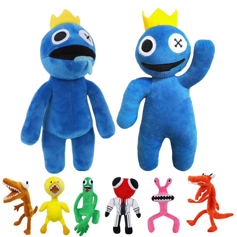 Mainan Boneka Stuffed Plush Kartun Monster Roblox Warna Biru Pelangi Ukuran 30cm