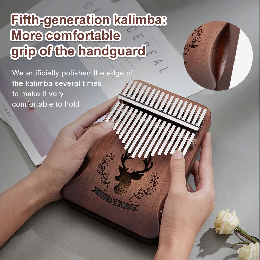 Cega Kalimba Thumb Piano Musical Toys 17 Note Sound Crane Design - Brown