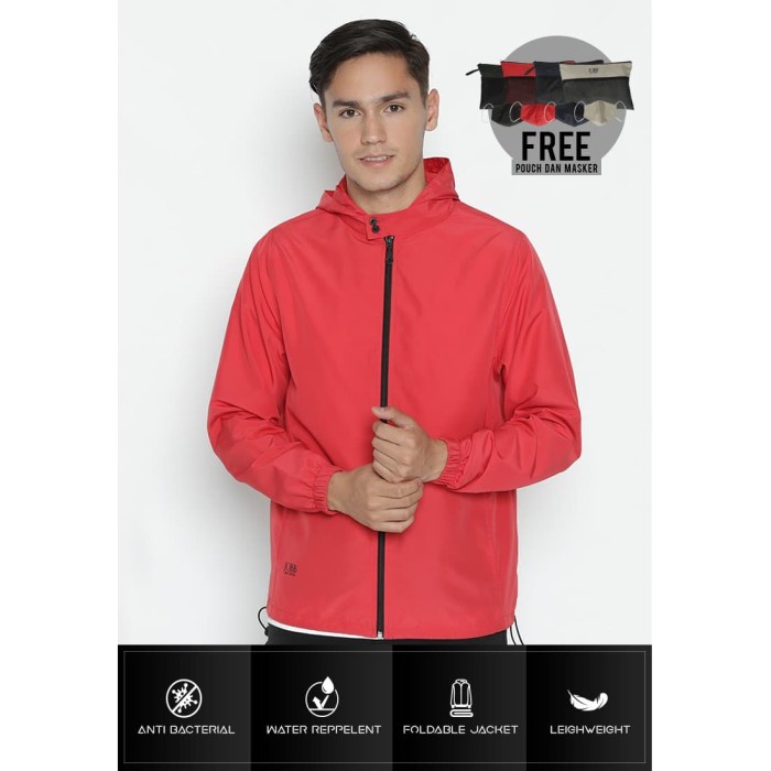 Jaket Pria Jobb Active Folant Jaket Pria Anti Bacterial Regular Fit Merah - M (U5O3) Jaket Pria Terb