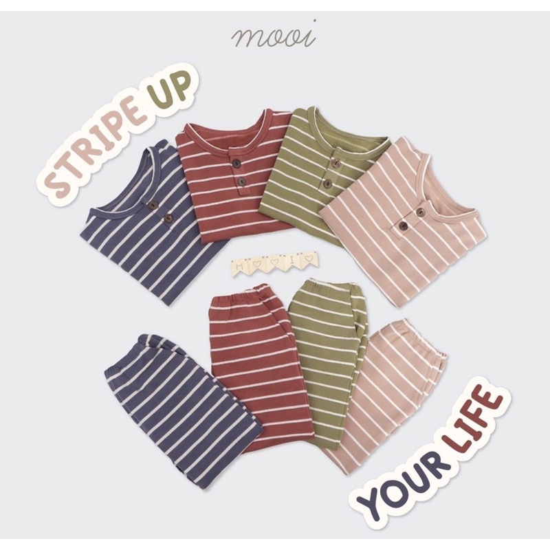 MOOI STRIPE BUTTON SET/SETELAN ANAK STRIPE