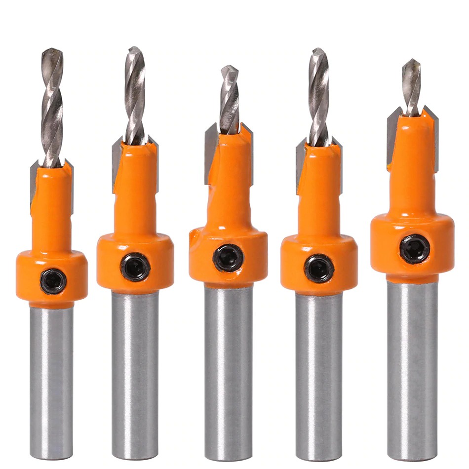 Mata Bor Kayu Pelubang Drat Baut Bit Router 8mm 5 PCS - JGZ5 - Silver