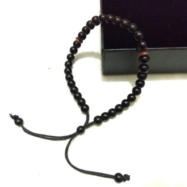 Gelang Tasbih Bola Hitam Mini Ethnik 33butir