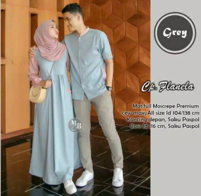 Zola_batik Batik Couple Gamis Brokat Lengan Pendek 2699 Lemah Teles