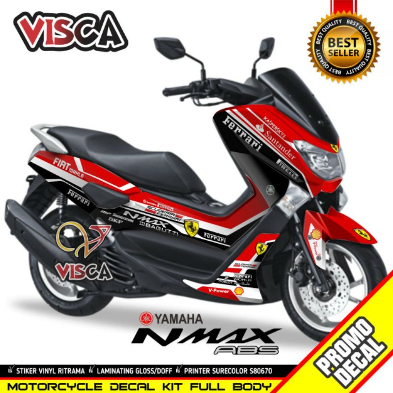 Decal Nmax Old Full Body Stiker Nmax Old Striping Nmax Old Sticker Nmax old Full Blok motif FERRARI