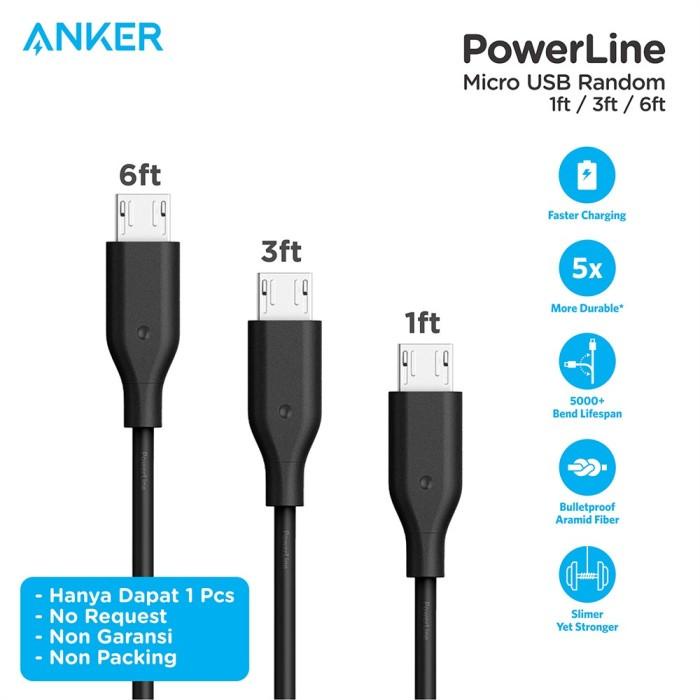 Terbaik Kabel Charger Anker Powerline Micro Usb Black - B8133 (Random) Sale