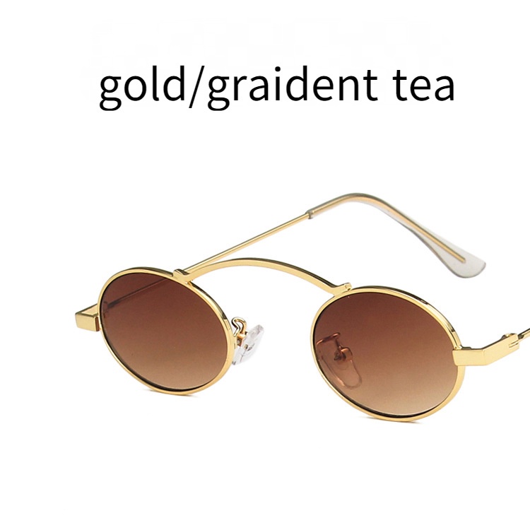 Punk Oval Metal Sunglasses for Women Men