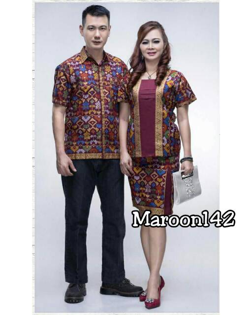 Couple batik Keluarga 142 pd Sarimbit Pasangan kain prodo wanita rok n blouse kantor modern