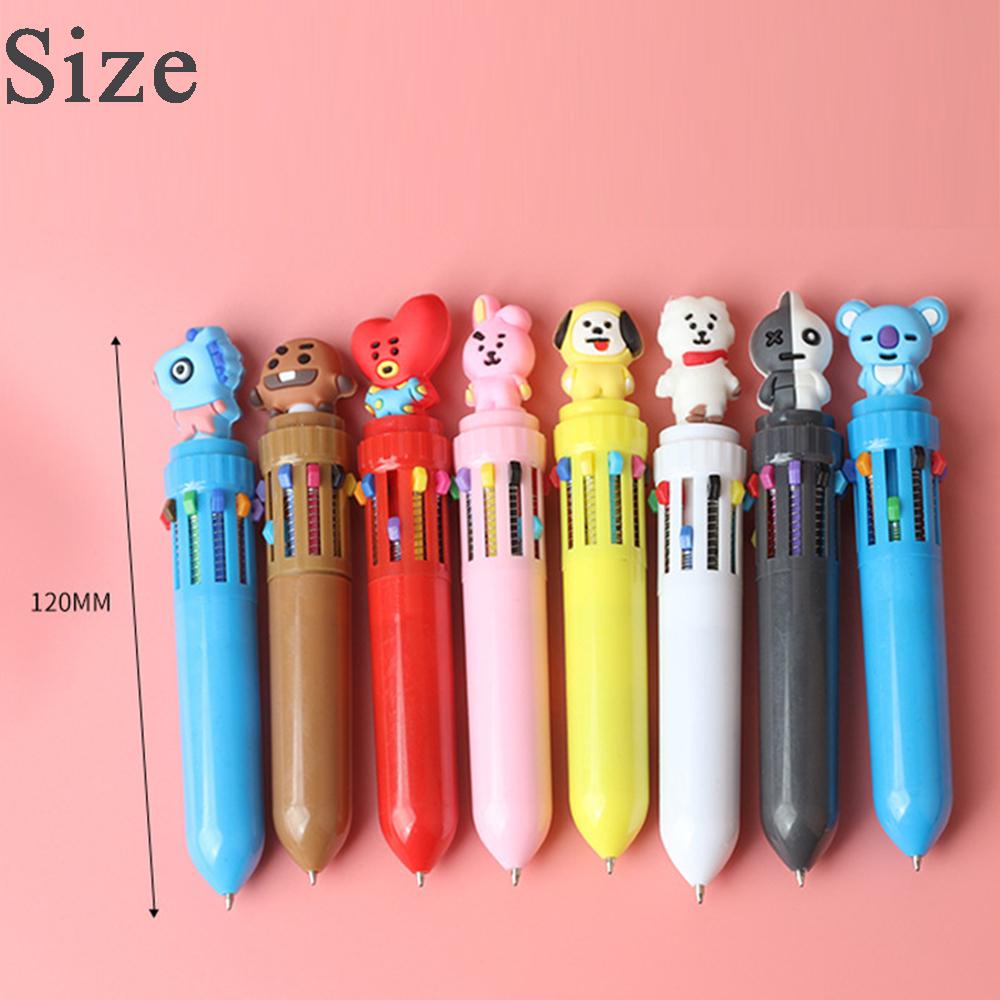 Lanfy 10warna Bangtan Boys Bolpoin Hadiah Anak Gambar Alat Tulis Kantor Sekolah Tulisan Warna-Warni Colorful Refill