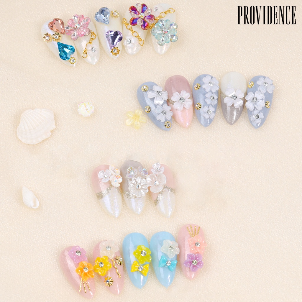 Providence Bunga Putih Kecil Hias Berlian Imitasi Untuk Dekorasi Nail Art DIY