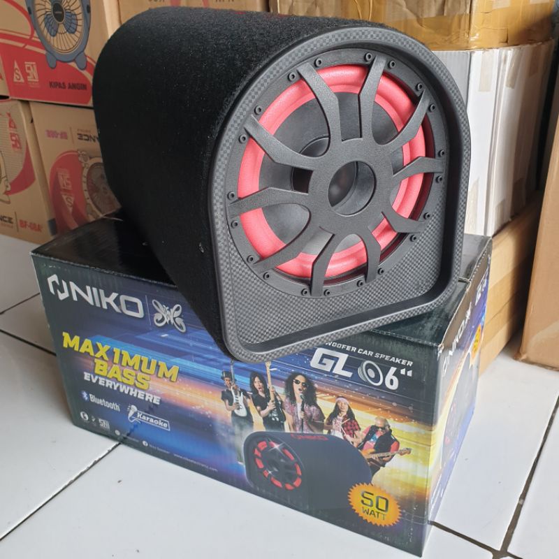 Niko Gl6 FREE MIC Subwoofer Car Speaker 6 Inch 50 Watt | Speaker Tabung 6 inch Subwoofer Car speaker AC/DC | Speaker Aktif NIKO NK-GL6 | FMS