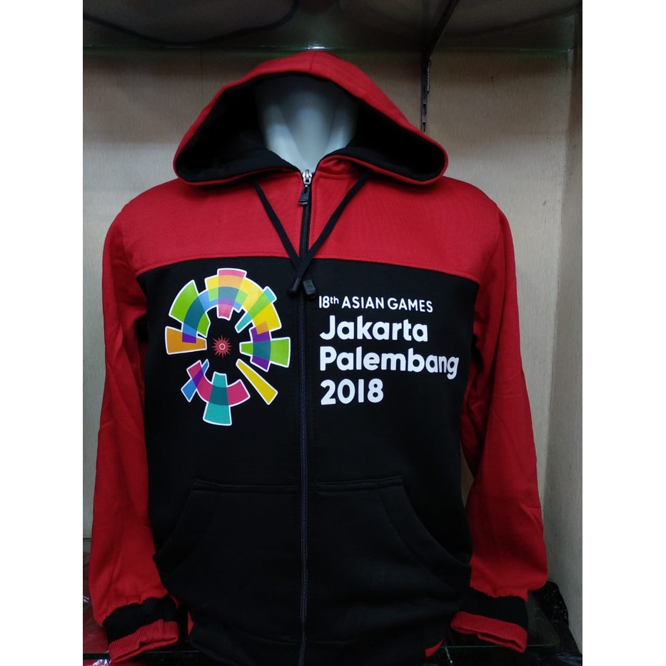 jaket hoodie zipper asian games 18 jakarta palembang 2018