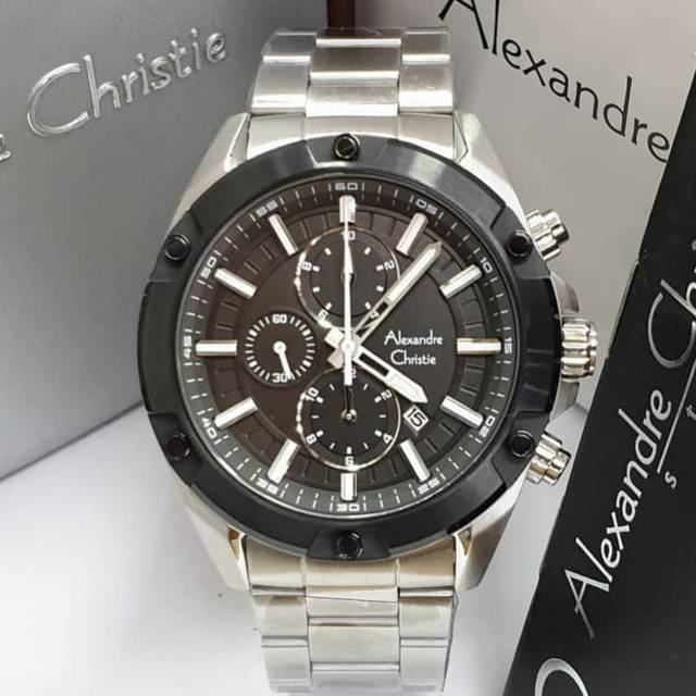 JAM TANGAN PRIA - LAKI - COWOK ALEXANDRE CHRISTIE AC 6524 SILVER BLACK HITAM ORIGINAL KEREN