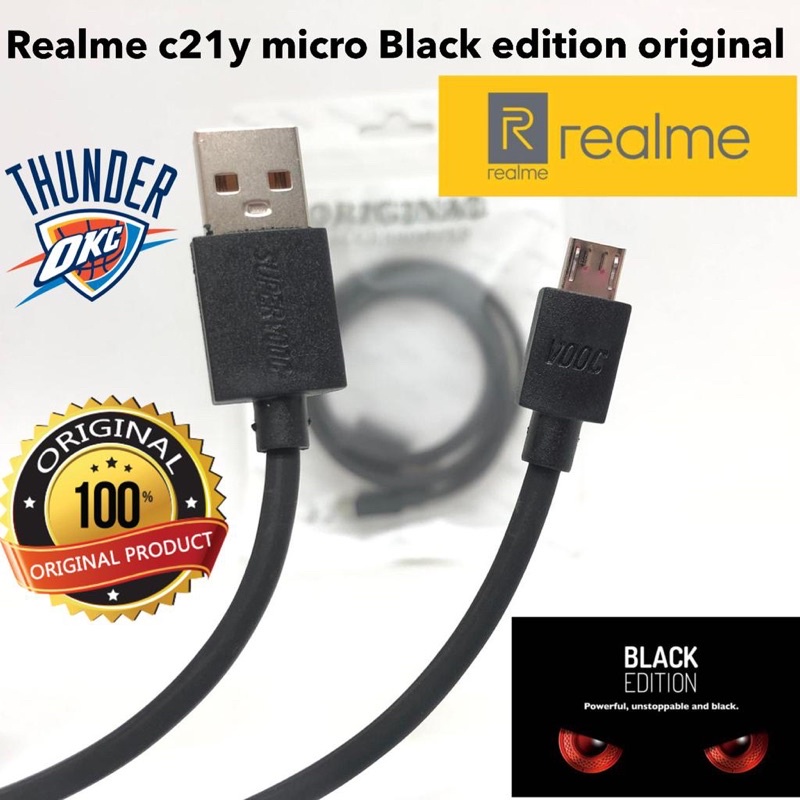 Kabel Data Black Edition Realme C21Y Micro/Kabel Charger Black Realme C21Y Micro