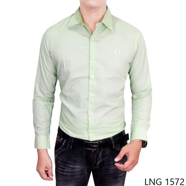 Formal Shirt For Mens Katun Hijau Muda LNG 1572