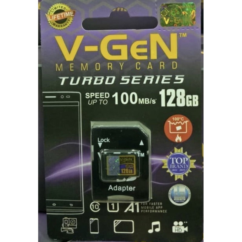 V-Gen Micro SD 128 GB Class 10 Turbo V-Gen Micro SD With adapter