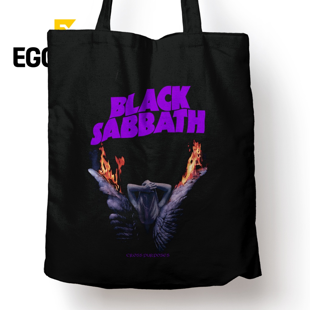 EGOCULA Tote Bag Black Sabbath Pria Wanita Tas Jinjing Sekolah Kuliah Resleting 30x40