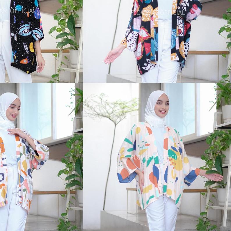 ❅ FLOWEAR Aora Outer Kimono Cheersful Series | Cardigan Jumbo Wanita ☂