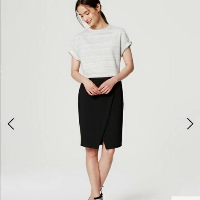 LOFT Black Wrap Pencil Skirt