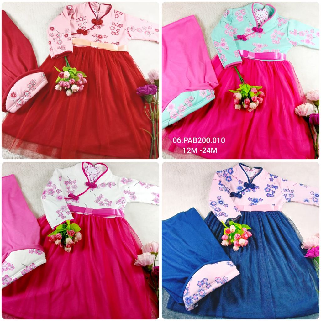 Baju Gamis Anak Perempuan Set Rok Tutu Muslim Hijab2 sd 3 Tahun Karakter / GAMIS ANAK LUCU