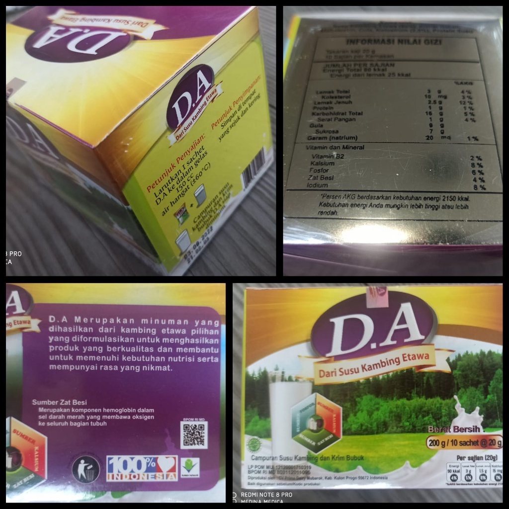 

D.A Susu Kambing Etawa SUSU anticorona isi 10 Sachet/200gr