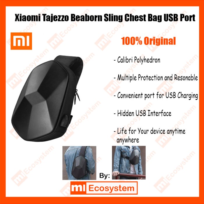 Xiaomi Beaborn Tas Selempang Chest Pack Bag Tajezzo USB Port Original