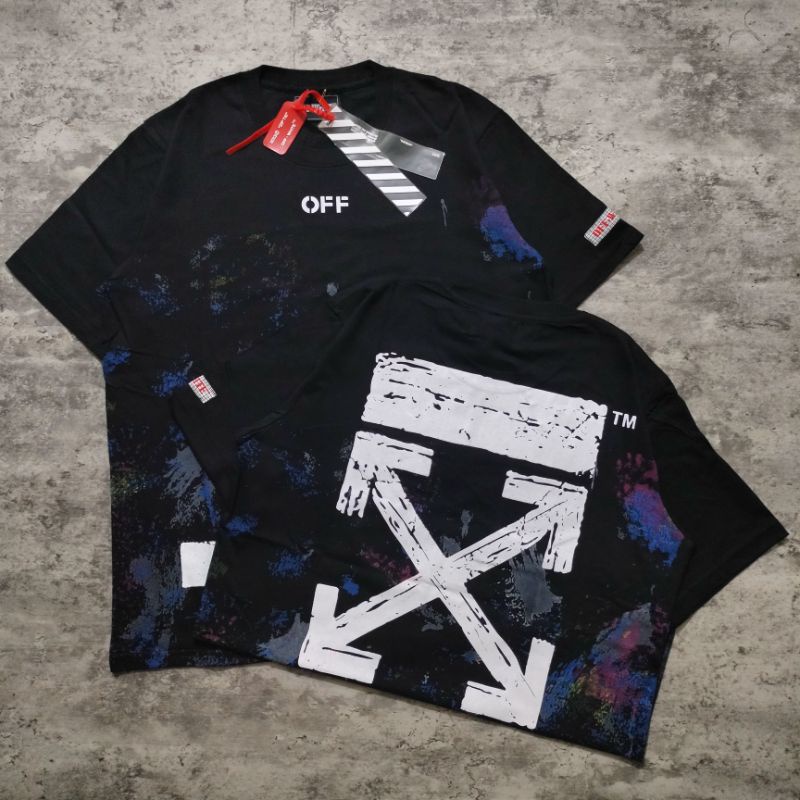 KAOS OFF WHITE GALAXY HITAM PREMIUM HIGHT QUALITY FULLTAG&amp;LEBEL