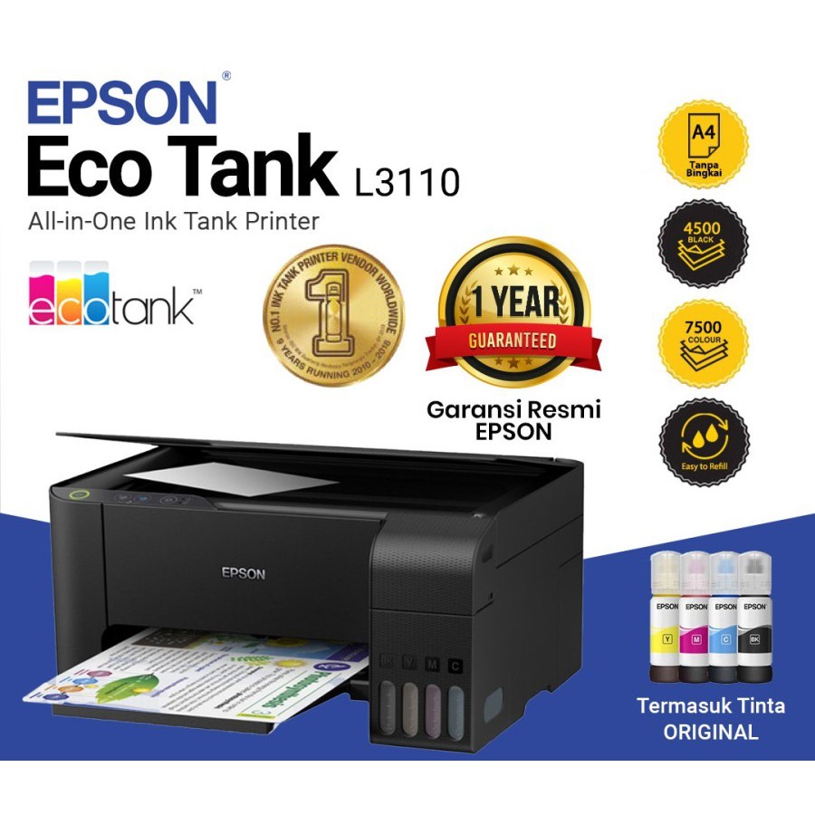 Jual Printer Epson L3110 Ecotank Printer Inkjet All In One Original Shopee Indonesia 4343