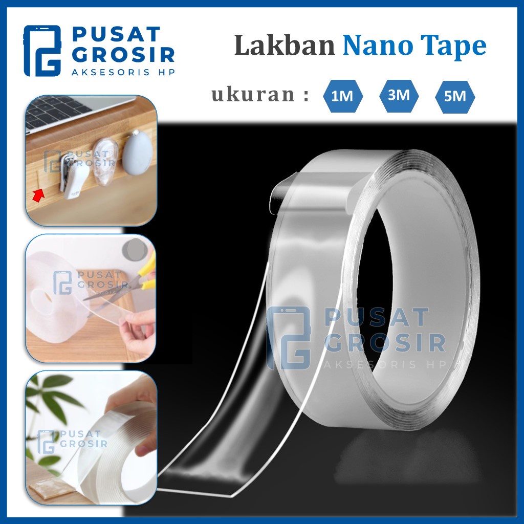 

Lakban Nano gell tape solatip double tip bening transparan perekat parabotan kecil solasi gel selotip tempel dinding serbaguna lakban doubel tape