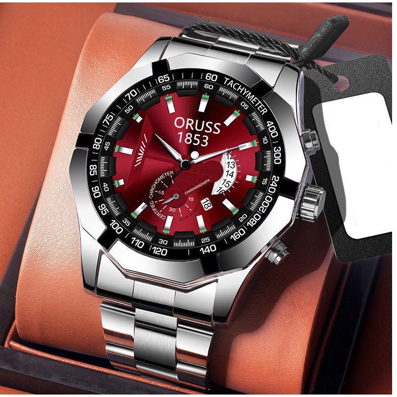 Jam tangan ORUS 1853 Automatic pria otomatis Sports mekanik skeleton Neo arloji Waterproof Casual watch FNGEEN ONTHEEDGE Luxury Full Steel Sport Quartz Business