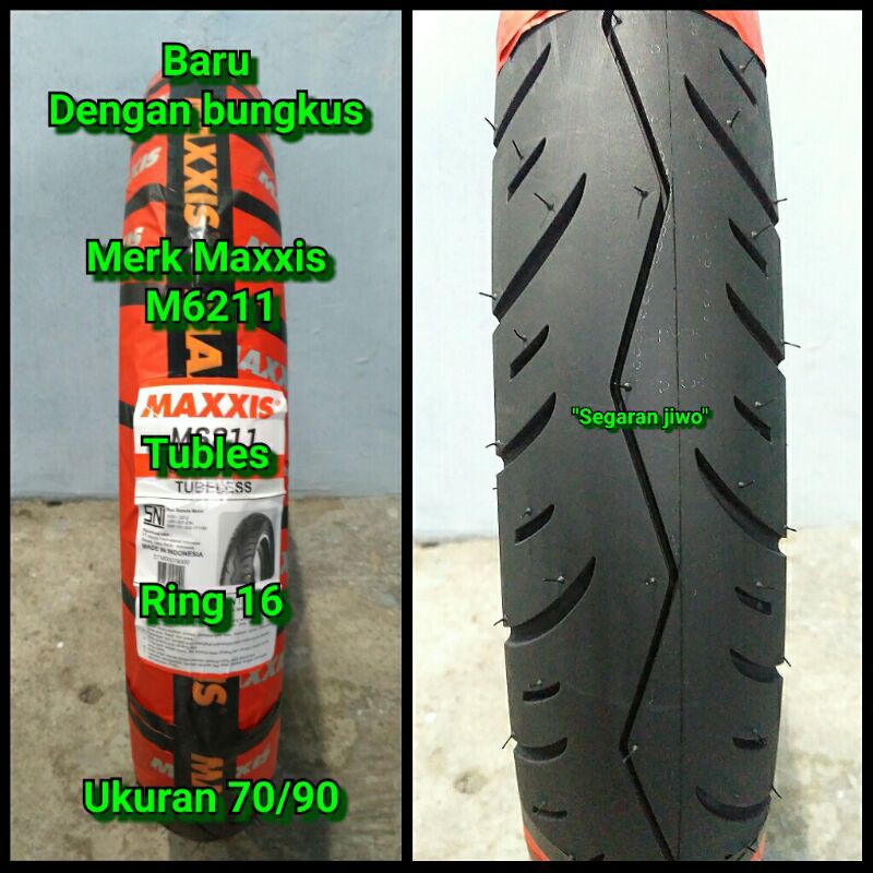 Ban tubles motor matic ring 16 Ukuran 70/90 merk maxxis ban depan suzuki skywave