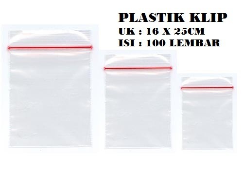 isi100PC kantong plastik KLIP 16x25CM clip 16x25 segel besar serbaguna