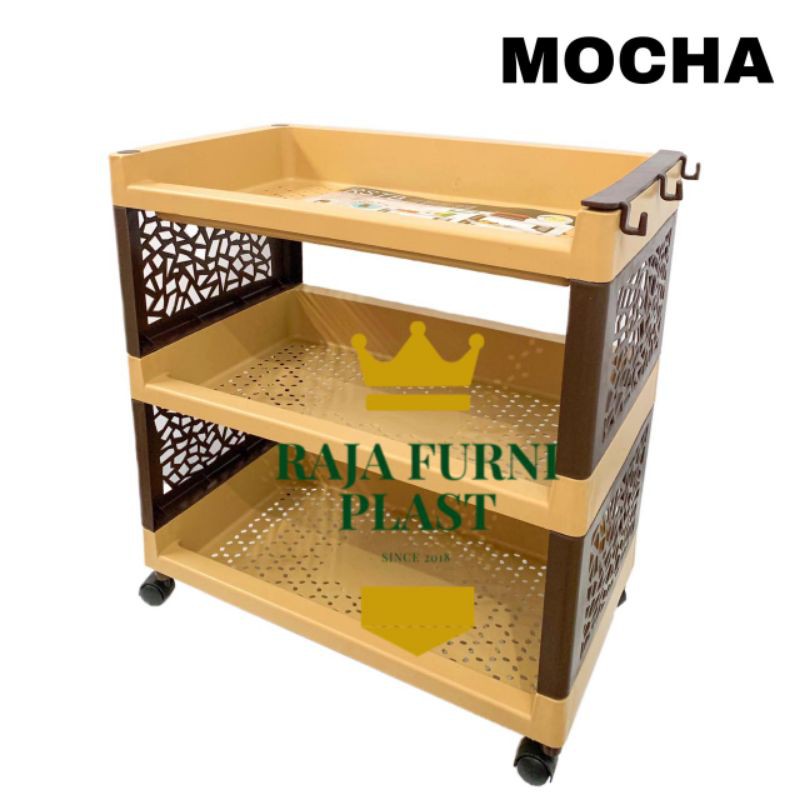 Rak Plastik Susun 3 Besar plus Roda