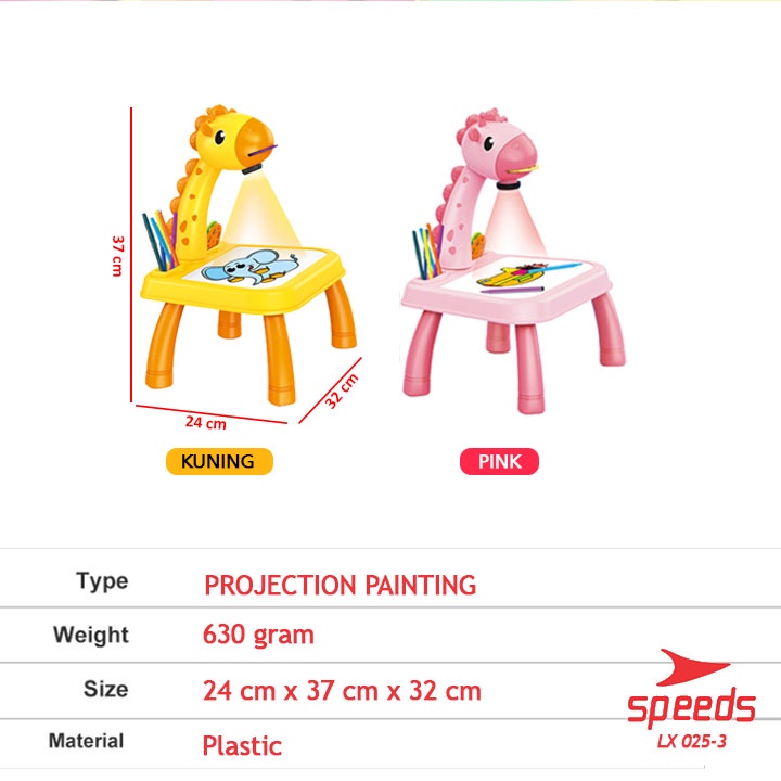 SPEEDS Projection Painting Meja Menggambar Proyeksi Gambar Berwarna Anak Proyektor Mainan Edukasi 025-3