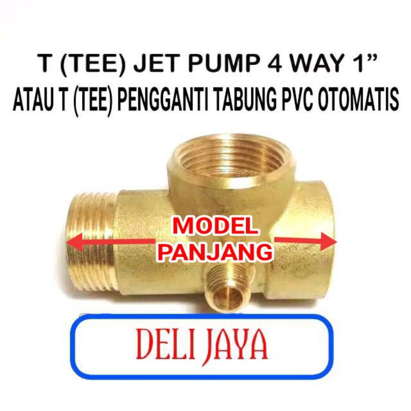 T Otomatis Kuningan 4 way Pompa Air Tee otomatis panjang mesin air