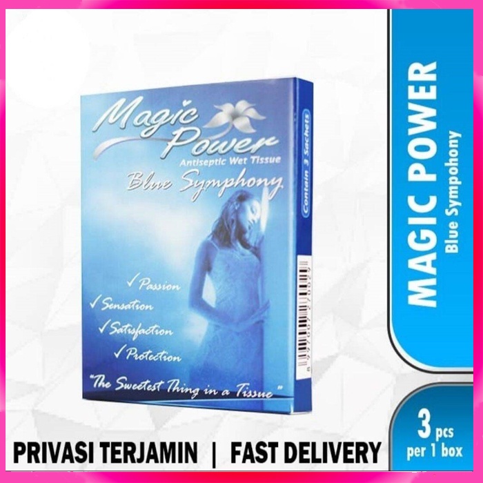 ✅ Privasi Terjamin 100% Tissue Tisu magic Power Blue Symphony Original 1 Box isi 3 Sachet Tisu Magic Pria Tahan lama / Magic Power Tissue Blue Symphony -3 Sachets