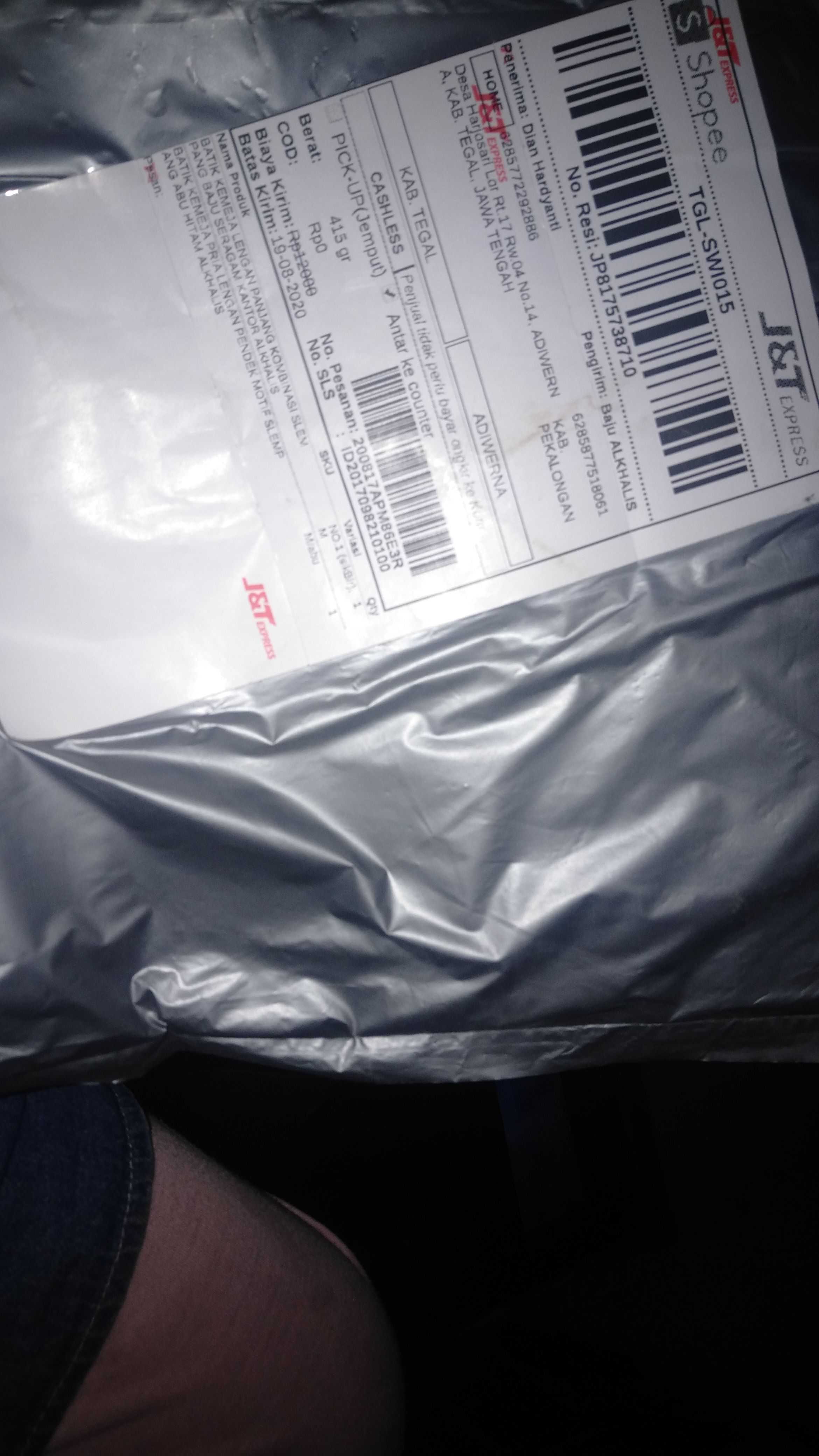 Batik Kemeja Pria Lengan Pendek  Motif Slempang Abu Hitam Alkhalis