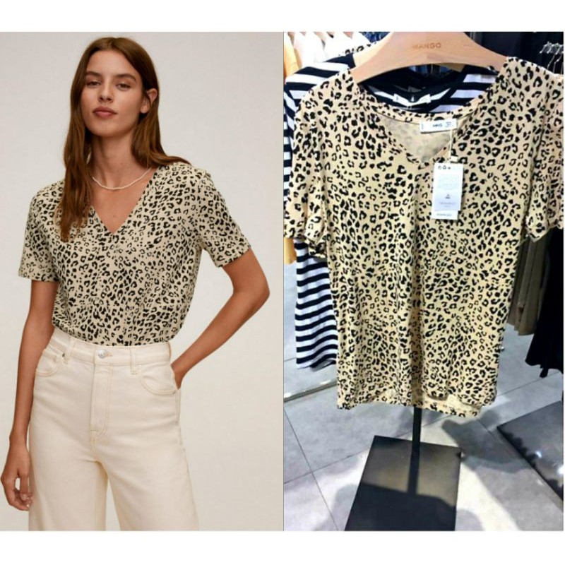 Kaos V neck Mango Tshirt Original wanita